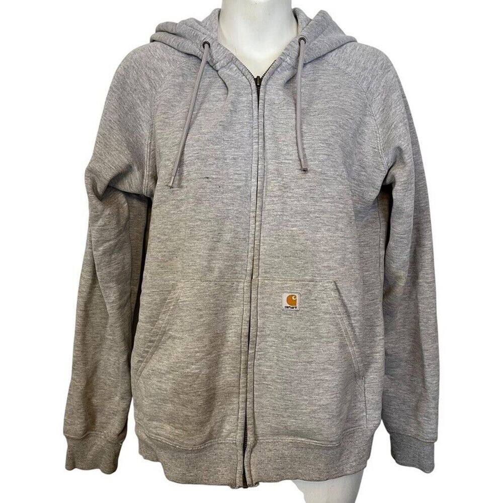 Carhartt WK185 HGY Womens Heather Gray Full Zip Hooded Sweatshirt Jacket sz M